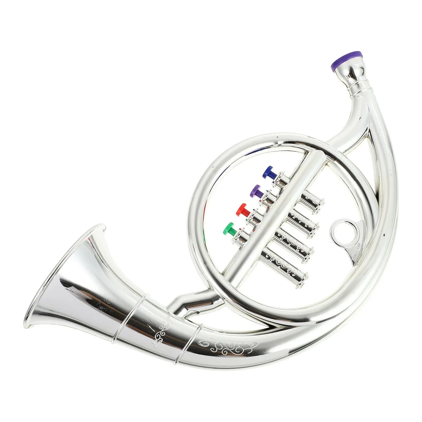 Four tone Horn Model Kids Toys Silver French Simulated Instrument Props Musical Toy Educational Desk Decor Gift