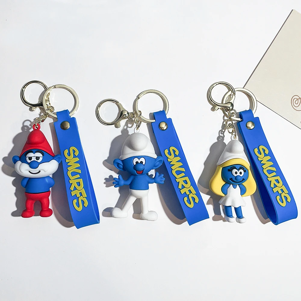 Creative Cartoon Cute Smurf doll key chain car key chain backpack pendant pendant small gifts wholesale