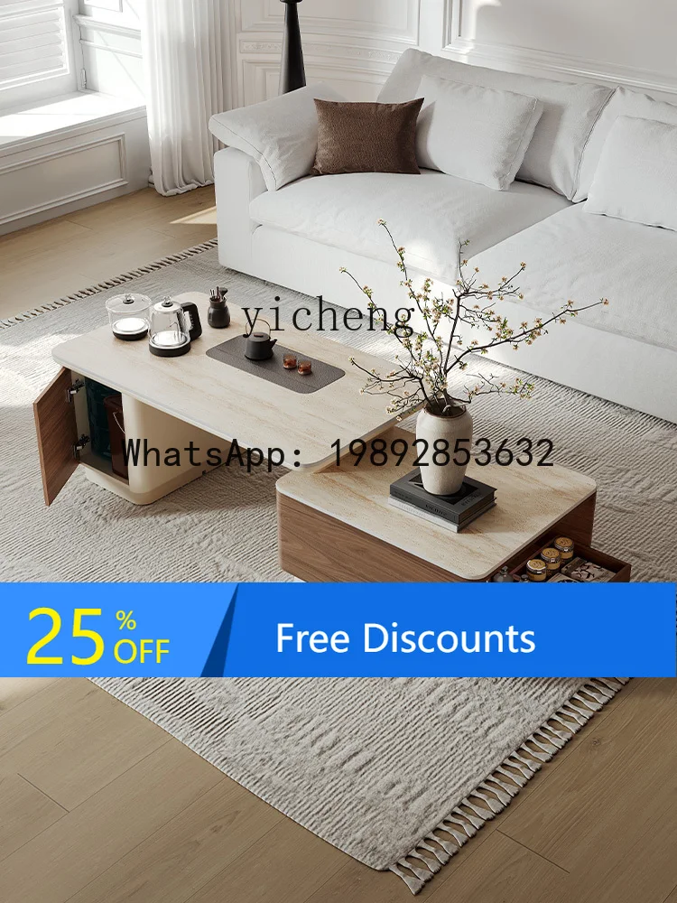 

AA telescopic cave stone rock slab coffee table living room home tea integrated tea table