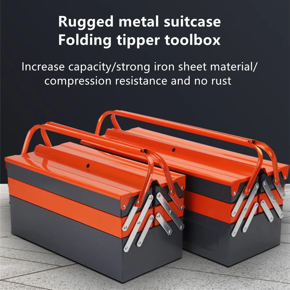 Household Portable Suitcase Case Toolbox 3 Layer Iron Sheet No Rust Electrician Multi Functional Maintenance Vehicle Storage Box