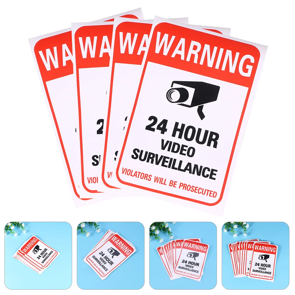 

40 Pcs Warning Stickers 24 Hour Vedio Wall Video Sign Office Adhesive Nail