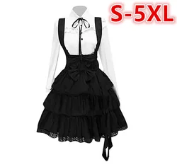 2022 Women's Classic Lolita Dress Vintage Inspired Women's Outfits Cosplay Anime Girl Black Long Sleeve Knee Length Shirt Dress