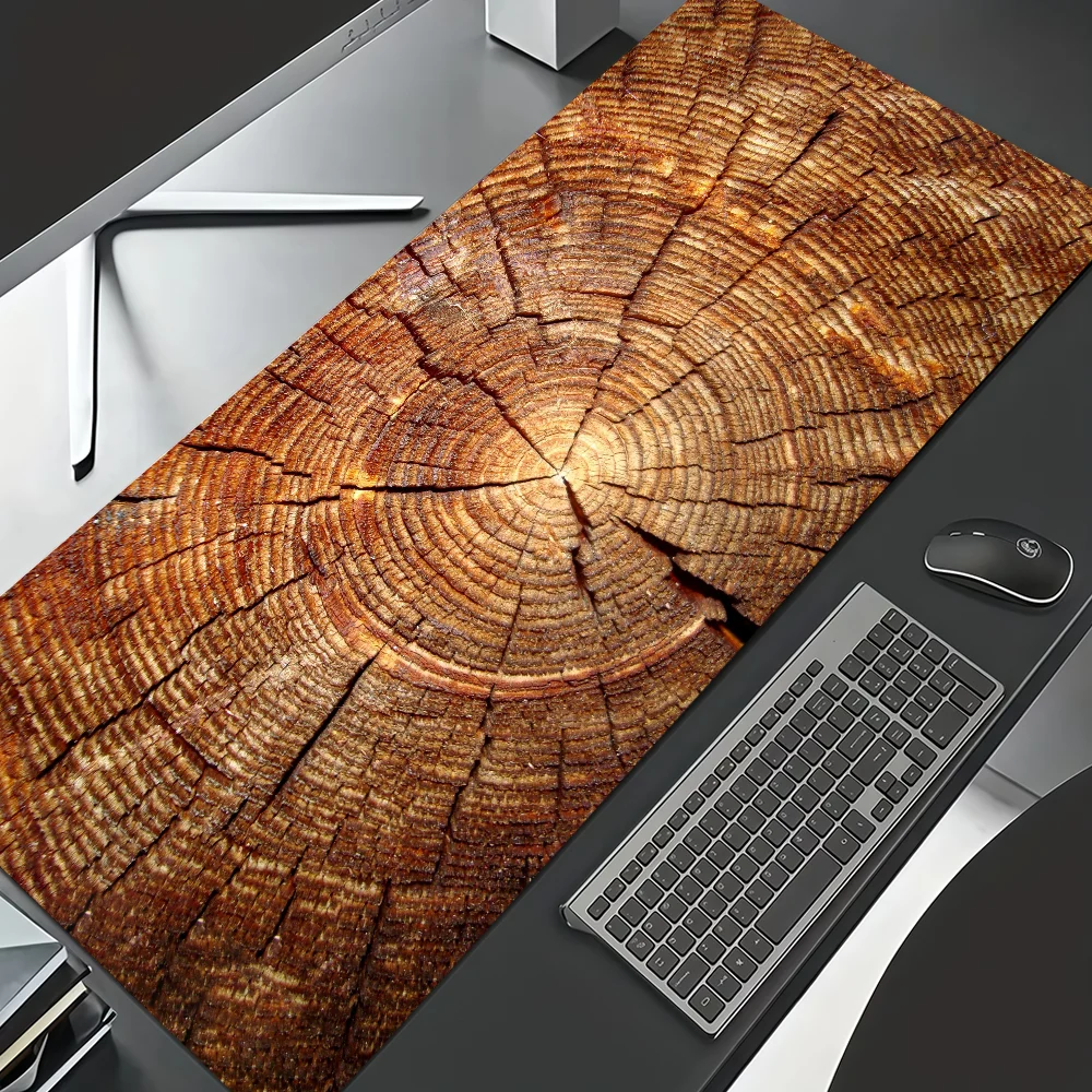 

Коврик для мыши с текстурой красного дерева и годовыми кольцами, нескользящий, утолщенный, большой, с прошитыми краями, для игр, офиса и учебы