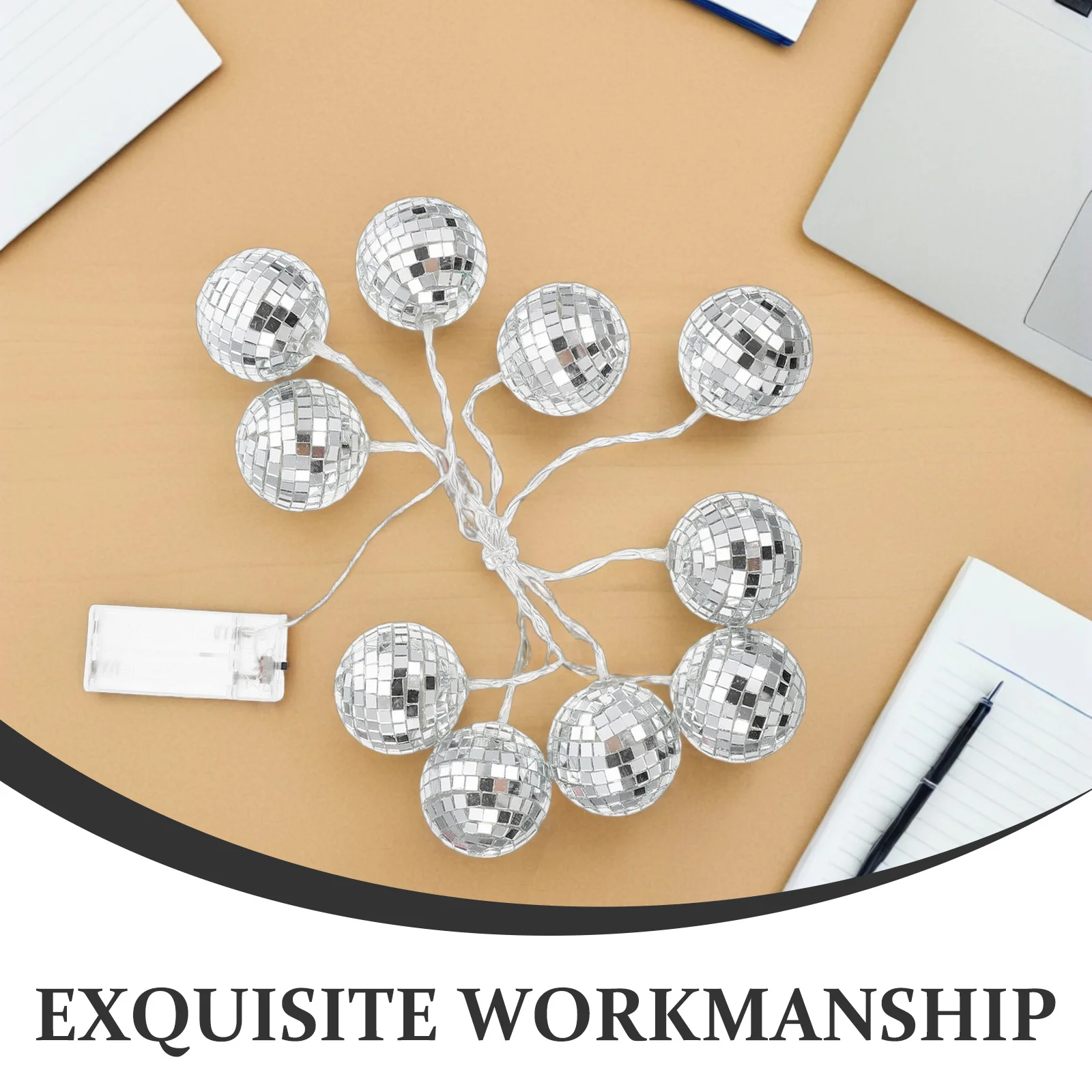 1 مجموعة مرآة ديسكو الكرة LED سلسلة ضوء الزجاج الزخرفية شنقا ضوء للخارجية داخلي حزب مهرجان الديكور #5