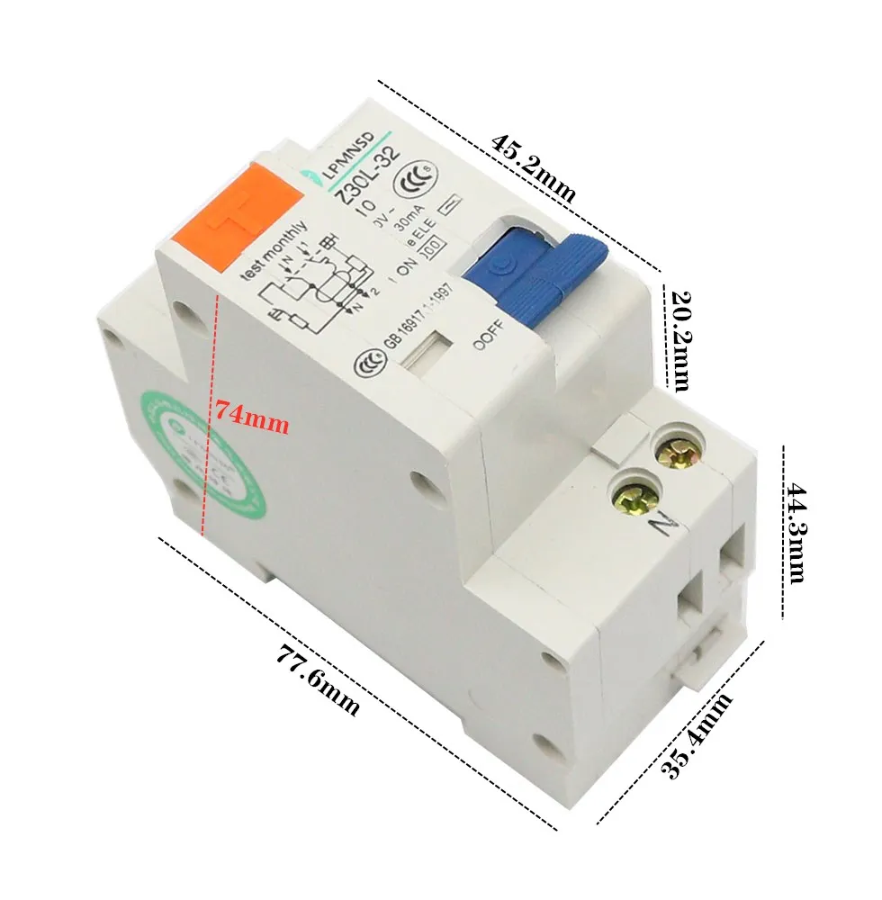 DPNL 1P+N 6A 10A  25A 32A 40A 50A 63A 230V~ 50HZ/60HZ Residual current Circuit breaker with over current and Leakage protection