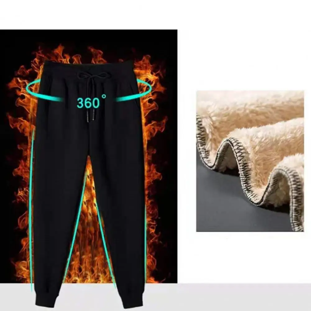 

Stylish Winter Sweatpants Loose Heat Retention Men Sweatpants Plus Size Mid Waist Men Sweatpants