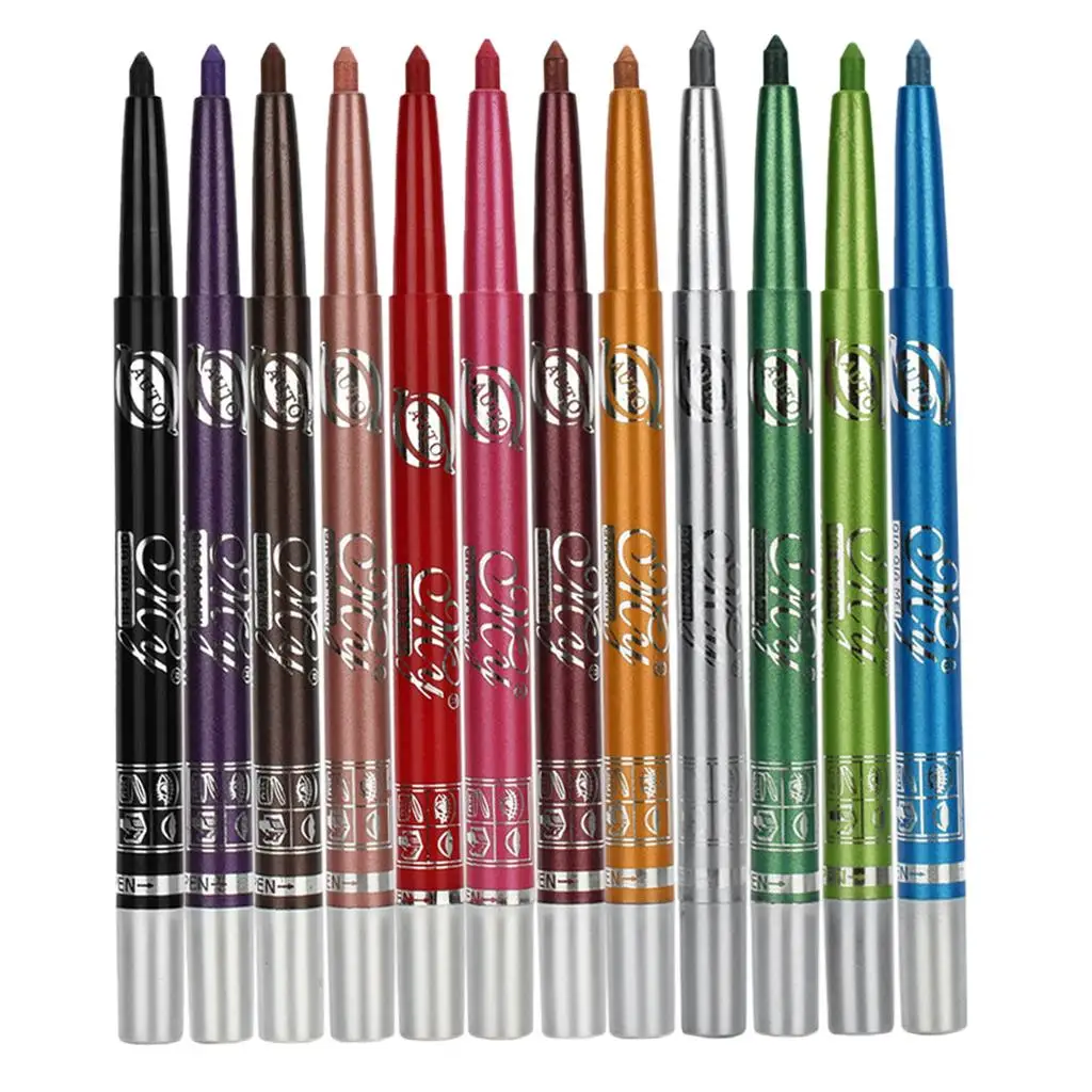 12 Colors Shimmer Eyeshadow Pencil Stick Glitter Eyeshadow Pen Pencil