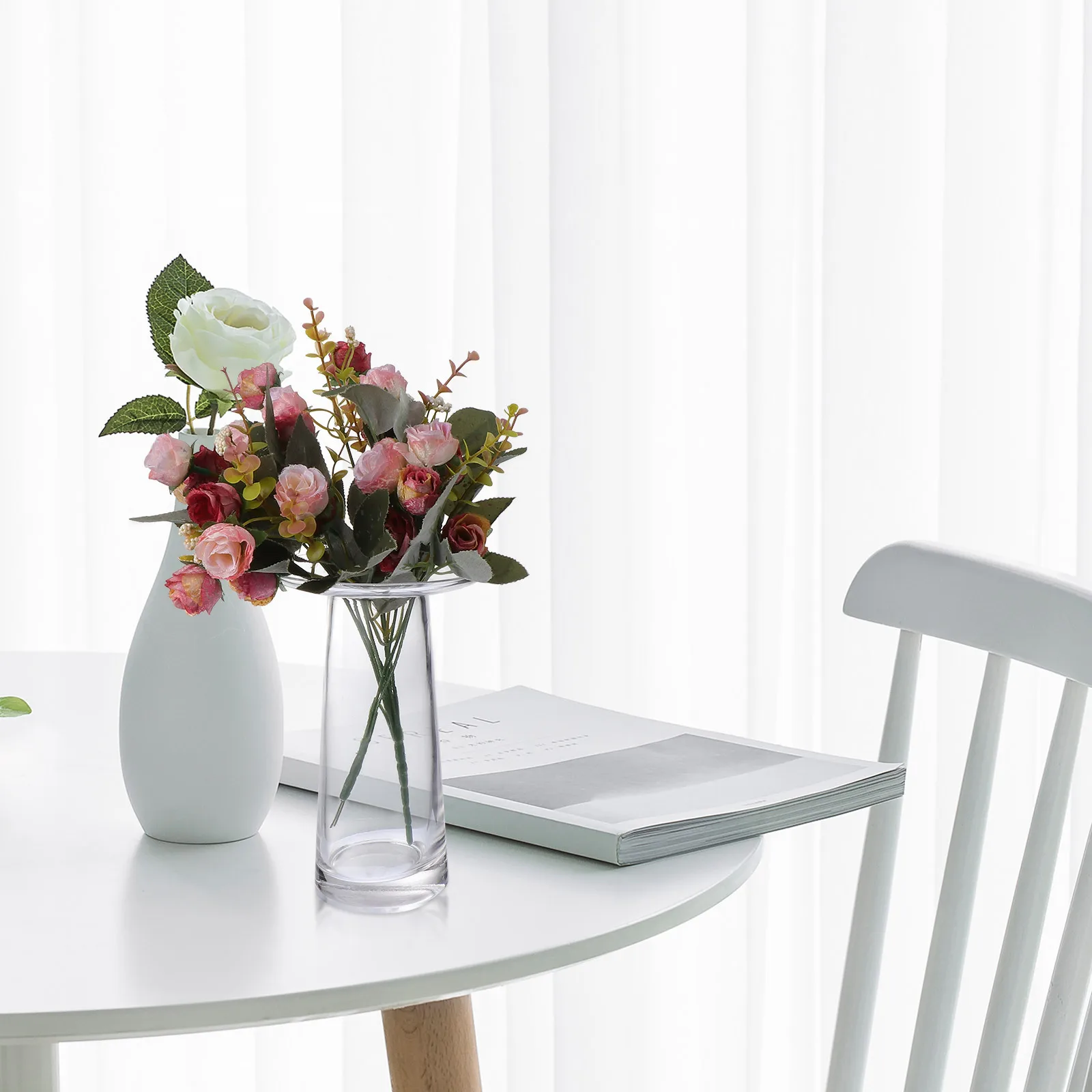 

1Pcs Glass Flower Vase Decorative Transparent Arrangement Vase Suitable for Home Hotel Shopping Mall Balcony Flower Bucket