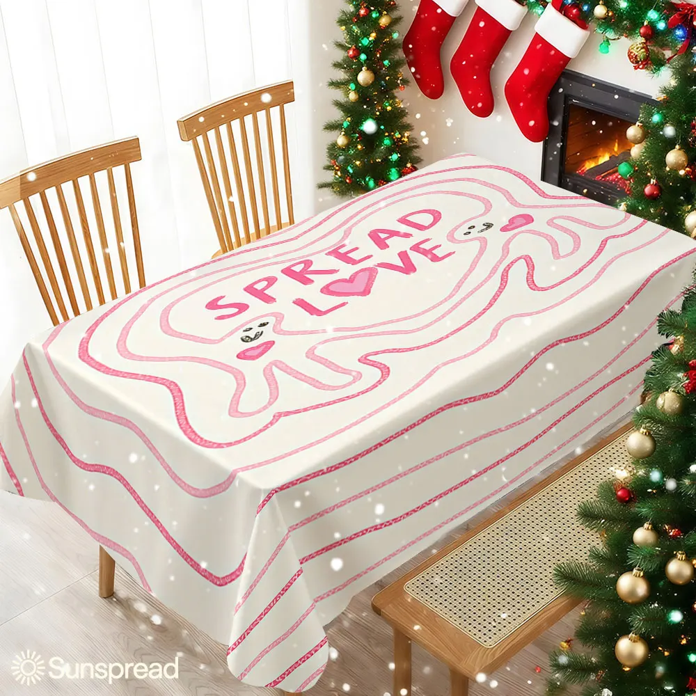 Spread Love Table Cloth Waterproof Tablecloth Spill Proof Table Cloth, Wipe Clean Table Cloth for Dining Camping