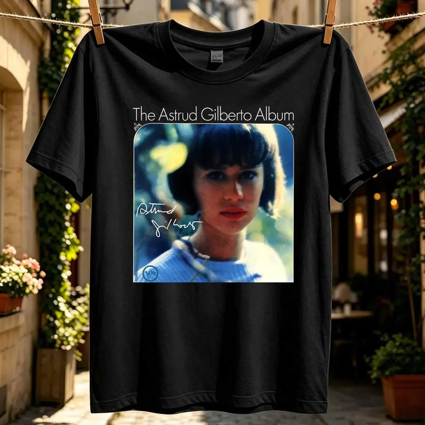 washed T Shirt Remembering Astrud Gilberto Signature Black S to 5XL long or short sleeves vintage Washed Comfortable Casual