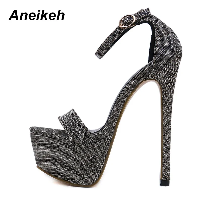 Aneikeh 2026 New Sandals Summer Sexy Women High Heels Fashion Stripper Shoes Party Pumps Women Platform Bling Sandals