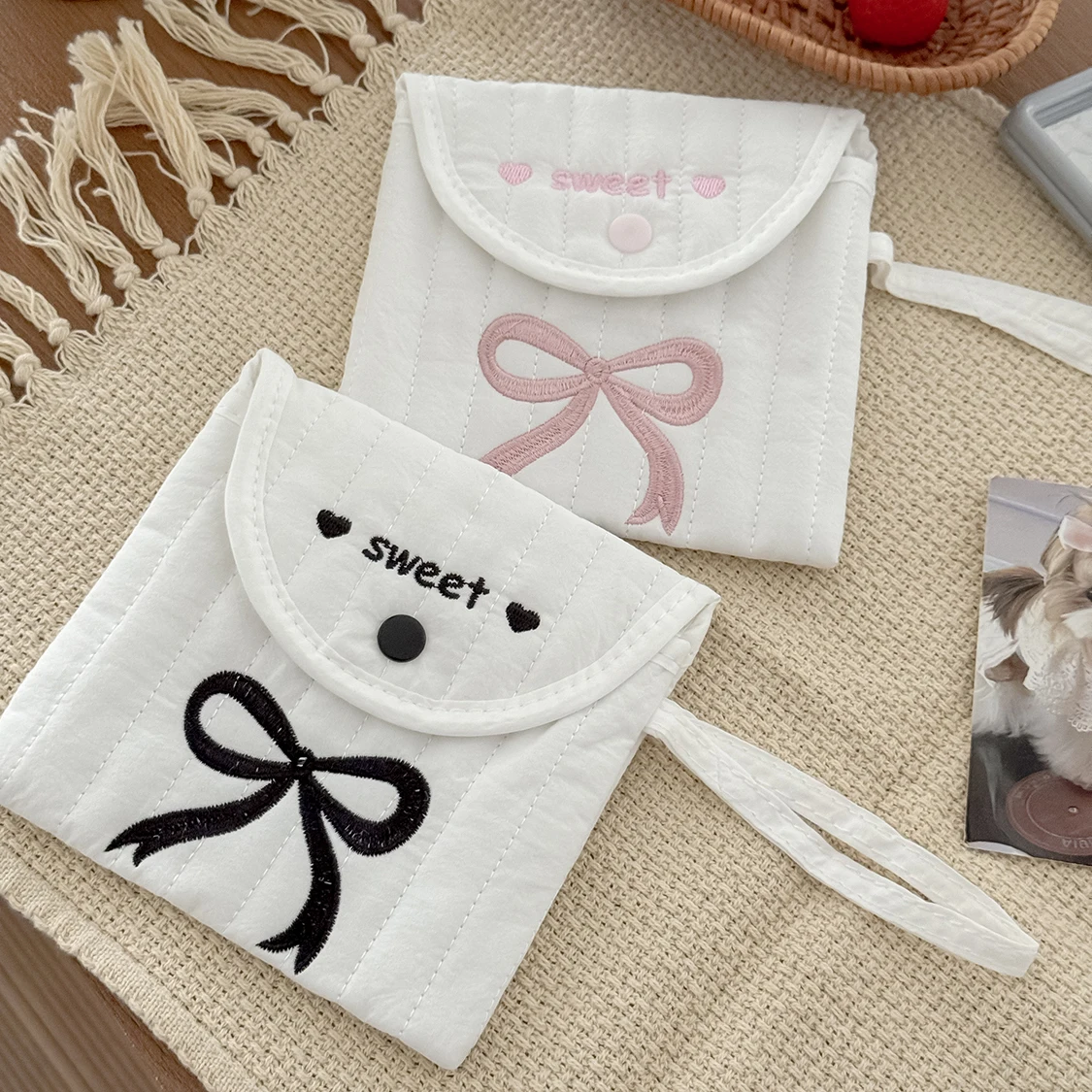 Women Small Makeup Bag Travel Organizer Cosmetic Coins Sanitary Napkin Storage Handbag Pouch Gilrs Mini Buckle Wallet Clutch Bag