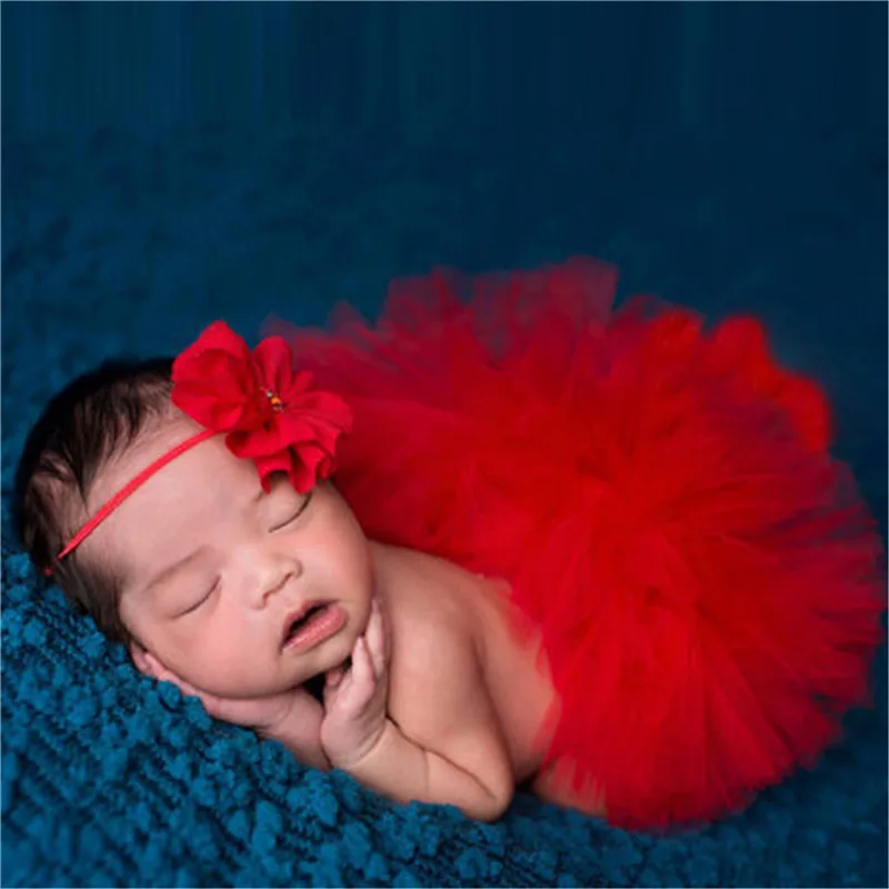 Newborn Baby Tulle Tutu Skirt Photography Props Bowknot Infant Girls Photo Props Headband Set Kids Hat Photography Accessories