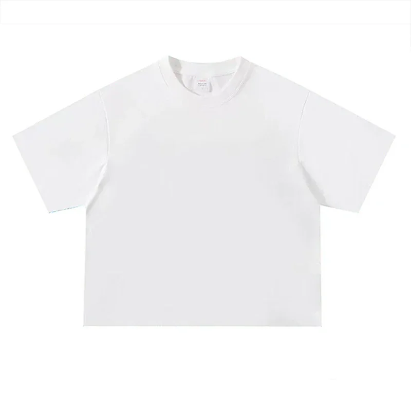 Basic Oversized Boxy Crew Neck T-shirt Mens Heavyweight 240GSM 100% Cotton Half Sleeve T-Shirts Summer Loose Sports Clothing image 5