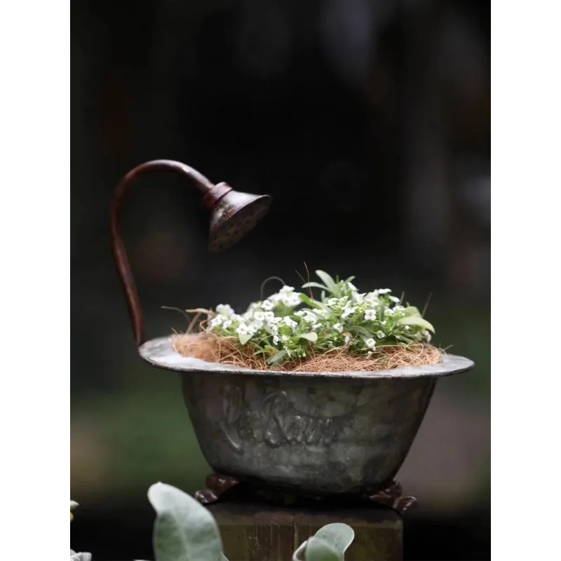 Bath flower pot flower ware wrought iron grocery garden courtyard balcony flower ware decorative ornament American style