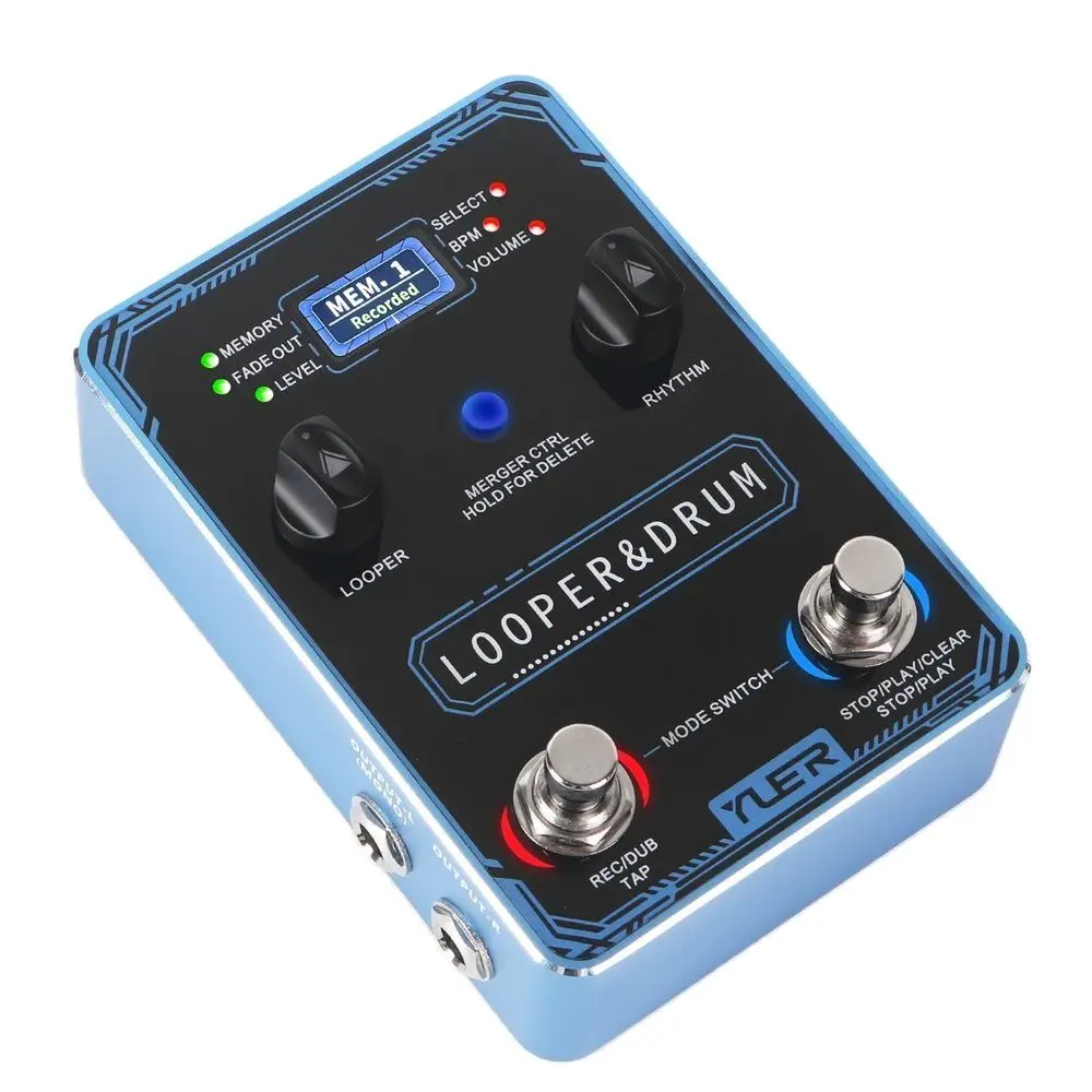 Guitar looper tambor máquina pedais de guitarra frase loops & drum 40 armazenamento 100 ritmos de tambor 10 metrônomos função guitarra baixo peças