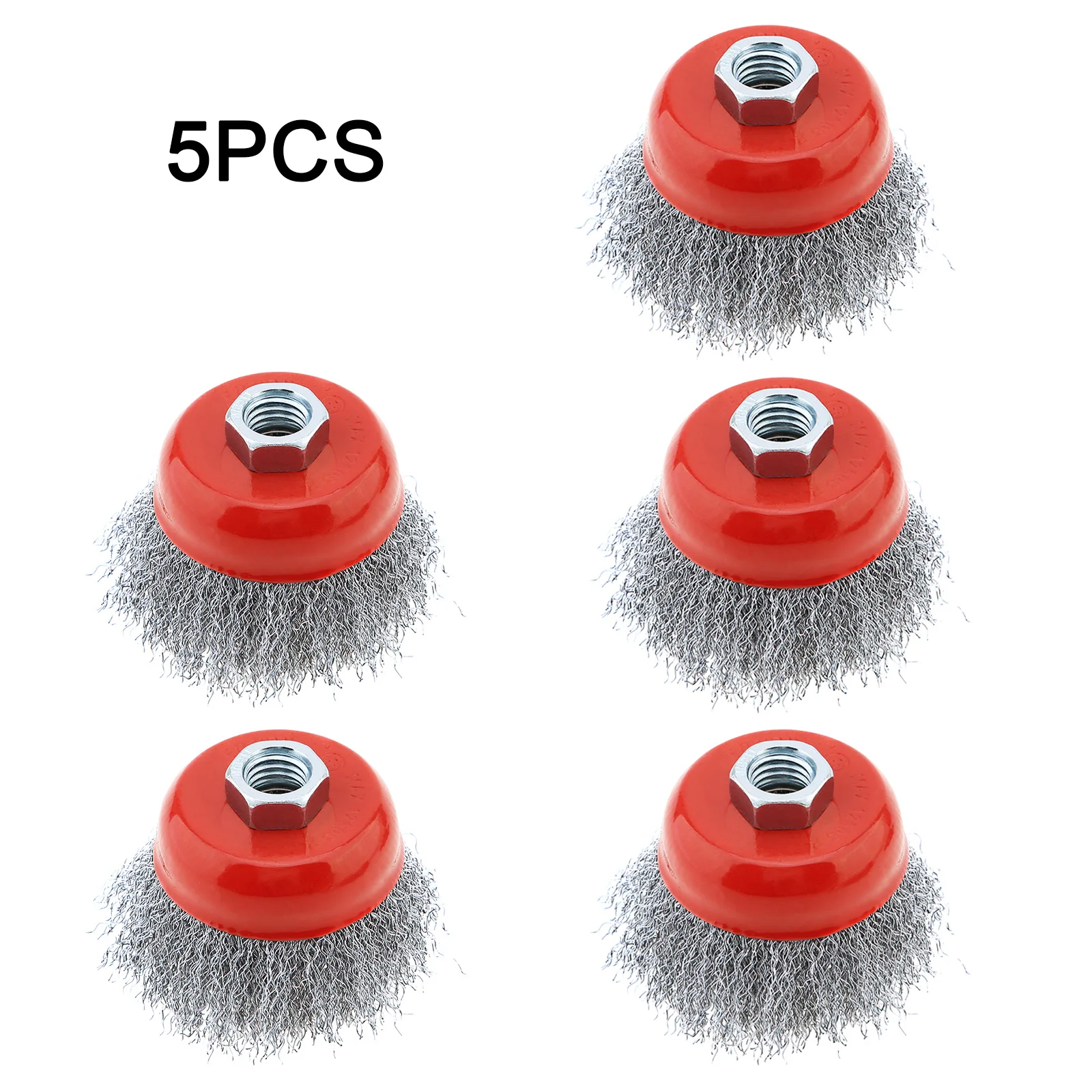 5Pcs Wire Brush Wheel Cup Brush Set Carbon Steel Wire Brushes for 5/8