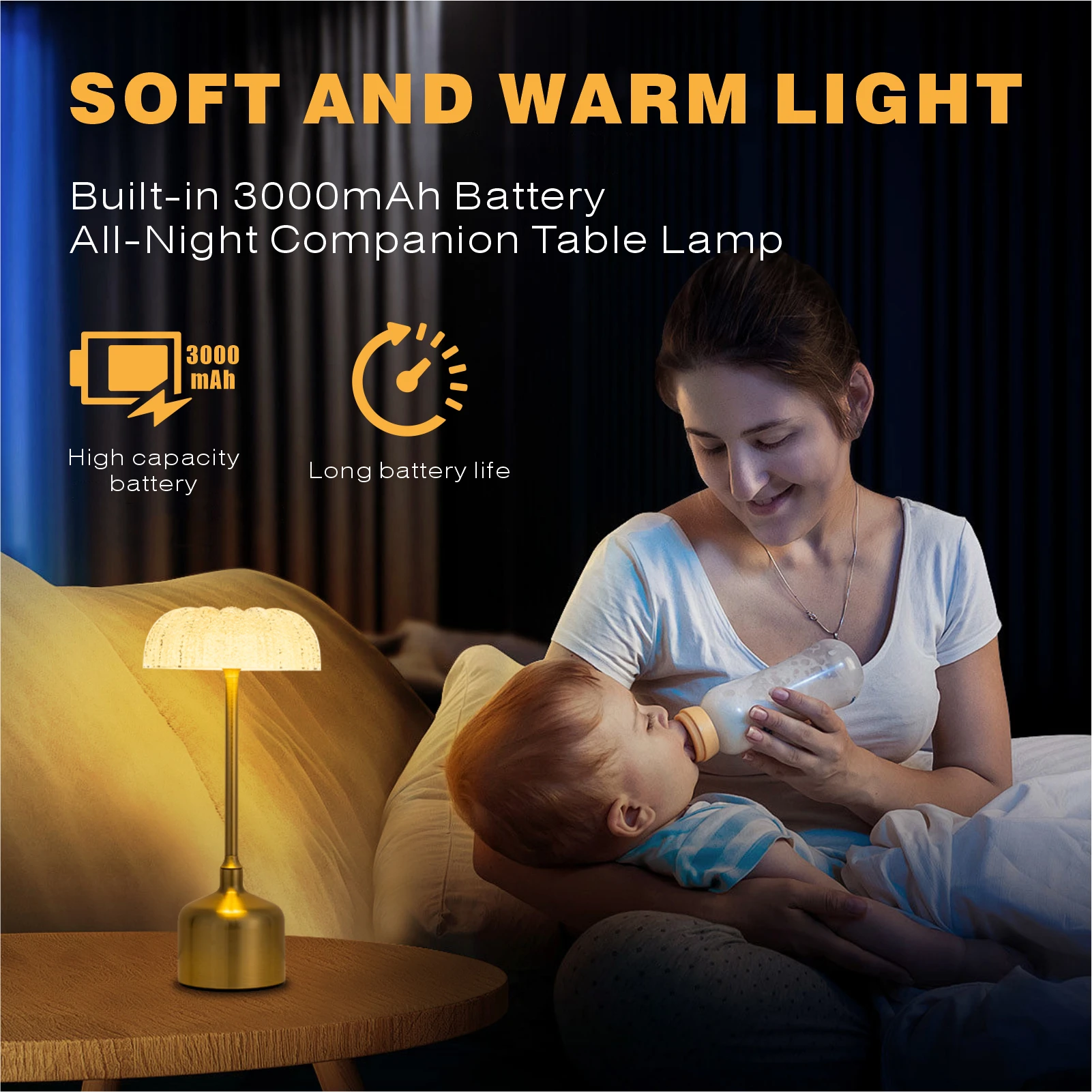 Retro Bar Table Lamp Restaurant Decoration Lamp LED Rechargeable Desk Light Touch Dimming Night Light Bedroom Lamp