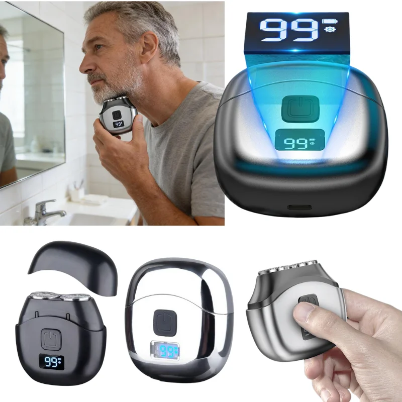 

Мини-электробритва с USB-зарядкой, цифровым дисплеем, умная бритва для мужчин, триммер для бороды с двойной головкой, легкая, водонепроницаемая