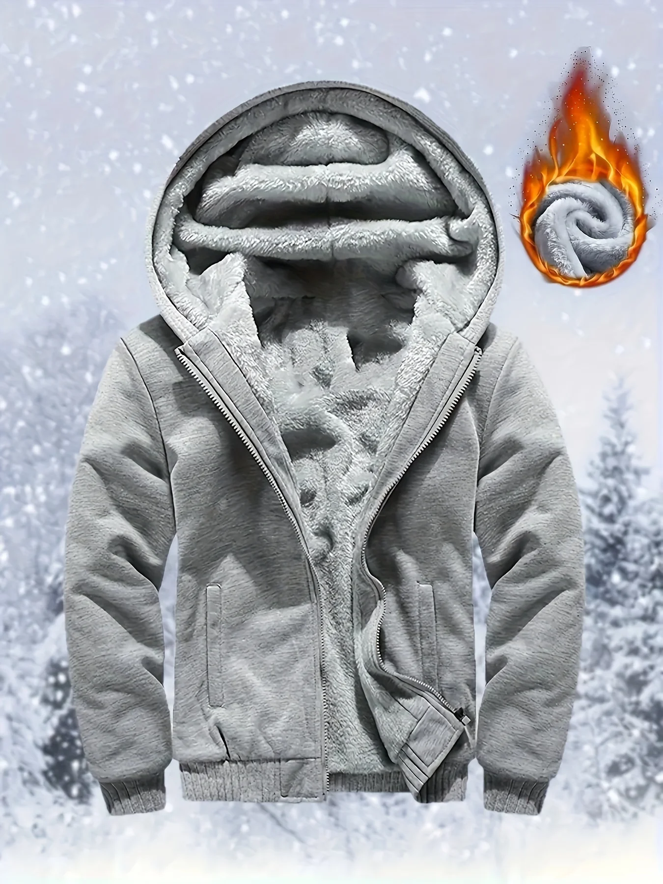 Winter Warrior Sherpa Lined Hooded Jacket - Soft, Warm, and Water-Resistant Coat with Zipper, Long Sleeve and Casual Style for