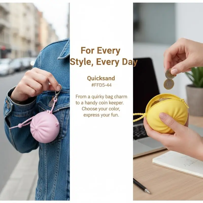 Silicone Steamed Bun Coin Purse Creative Simulated Xiaolongbao Pouch Lightweight Squeeze Resistant 1PC