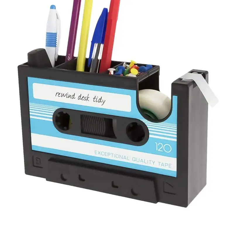 Настольный держатель для ручек, большая емкость, многофункциональный винтажный кассетный скотч, органайзер для станции, коробка для хранения художественных принадлежностей, канцелярские принадлежности