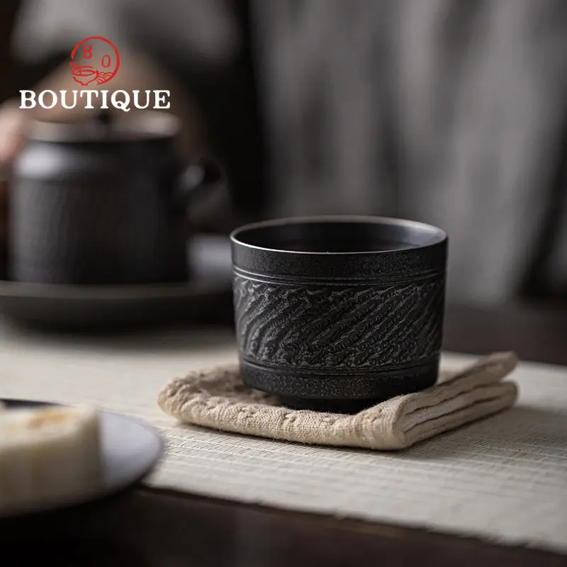100ml Exquisite Silver Black Ceramic Master Cups Famous Jumping Knife Craft Handmade Household Sample Teacup Kungfu Tea Cup Gift