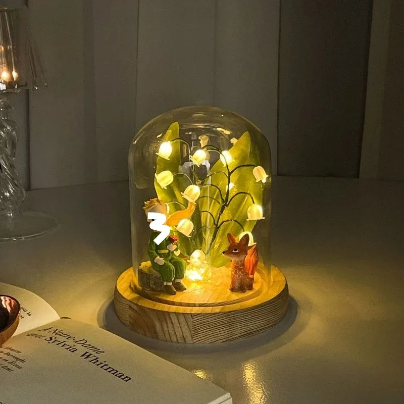 الجدة الإضاءة الزهور الاصطناعية DIY اليدوية زنبق الوادي متوهجة ضوء الليل لغرفة النوم ديكور هدية عيد ميلاد