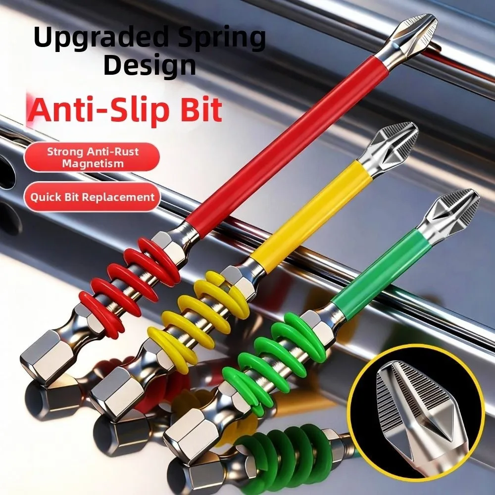 

Magnetic Screwdriver Drill Bits With Spring 65/70/90/150 mm Spring Screwdriver Bit 1/4'' Hex Shank Anti-Slip Impact Batch Head