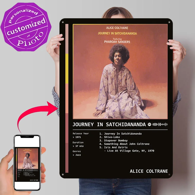 Journey in Satchidananda (1971) Album By Alice 3D Texture Metal Poster Customized Wall Art Tin Sign Gift for Mancave Room Decor
