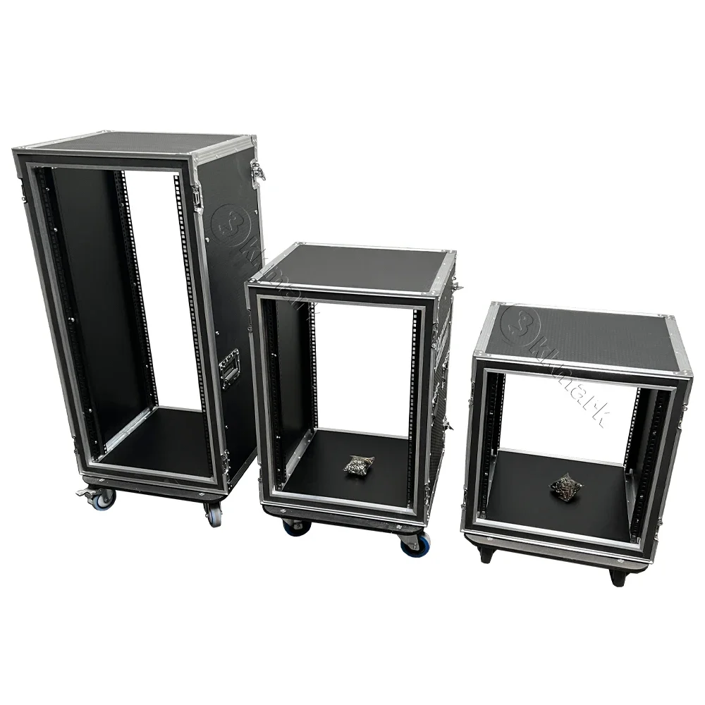 

10U 12U 18U Power Amplifier Custom Reinforced Base Plate Suspended Shockmount Rack Flight Road Case