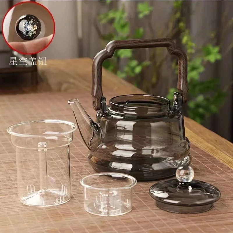 High Borosilicate Glass Heat-resistant Teapot Thickened Explosion-proof Lifting Pot Dual Use Teapot for Boiling Tea and Water