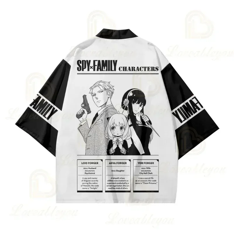 Anime SPY×FAMILY Japón kimonos Ania Haori dibujos animados Cosplay camisa abrigo mujeres hombres ropa de verano niños niñas pijamas x;3, v'6.f;9