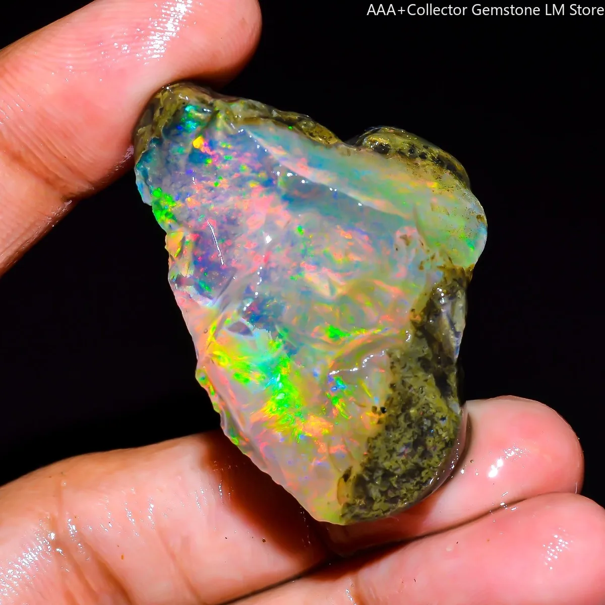 25-80CT Natural Ethiopian Opal Rough Uncut Fire Gemstone Rainbow Flash Collector Stone Randomly Selected One