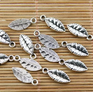 40pcs 16*7mm Alloy pendants tibetan silver beautiful leaf charms for jewelry making HWEF1680