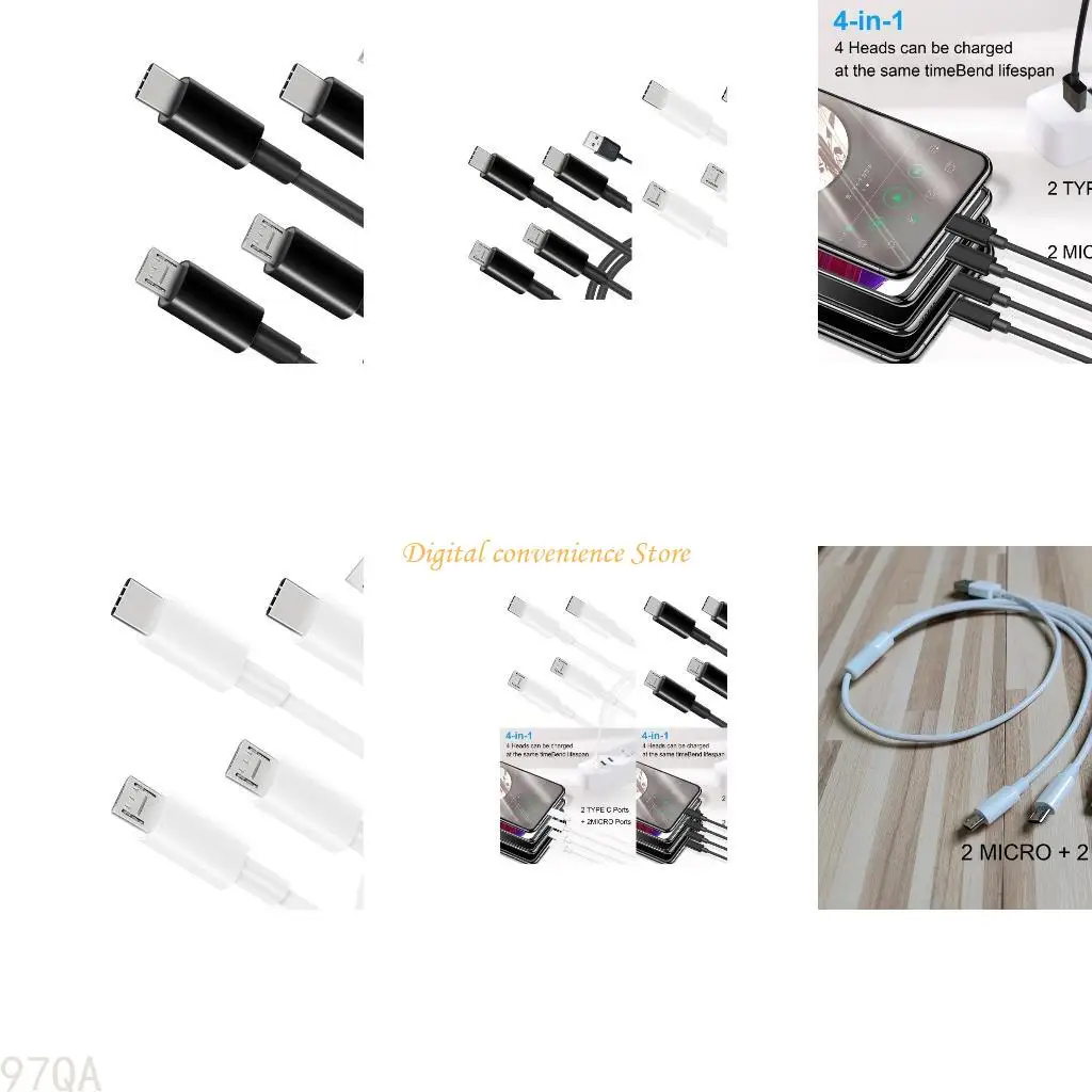 

97qa Быстрая и эффективная USB до 2 Type-C+2 Провод шнурного источника питания Type-C+2 для таблеток для таблеток