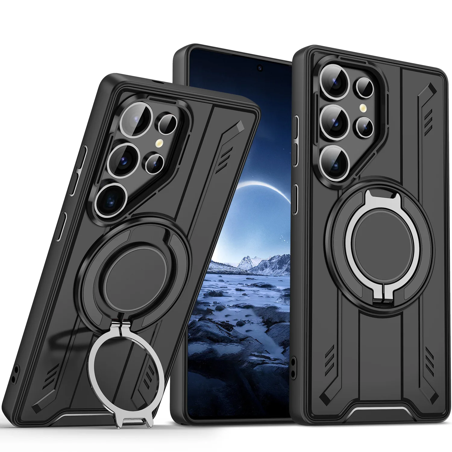 360 °   Magnetischer Ringhalter-Hülle für Samsung Galaxy S25 S26 Ultra S24 S23 FE S22 S21 Plus A56 A55 A36 A35 A26 A16 A15 A06 A07 A17