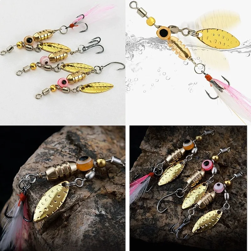 3.5g Metal VIB Lure Rotating Spinner Sequins Fishing Lure Wobbler Bait with Feather Fishing Tackle For Bass Trout Perch Pike