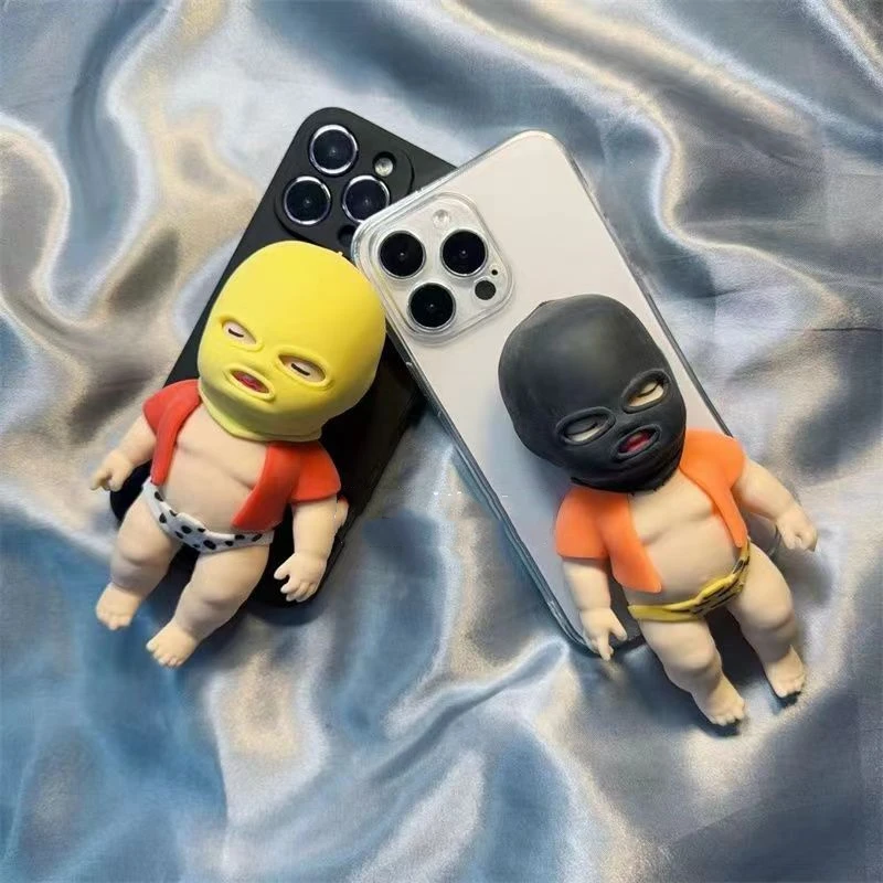 Simulated Pinch Mask Bandit Doll Suitable for IPhone 16Promax Phone Case Cute 15 3D Dolls 14/13 Funny 11 Full Pack Phone Case