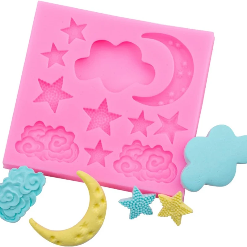 Силиконовая форма для торта в форме облака, звезды и луны «сделай сам», для изготовления жевательных конфет, кубиков льда, шоколадных пудингов, свечей, желе