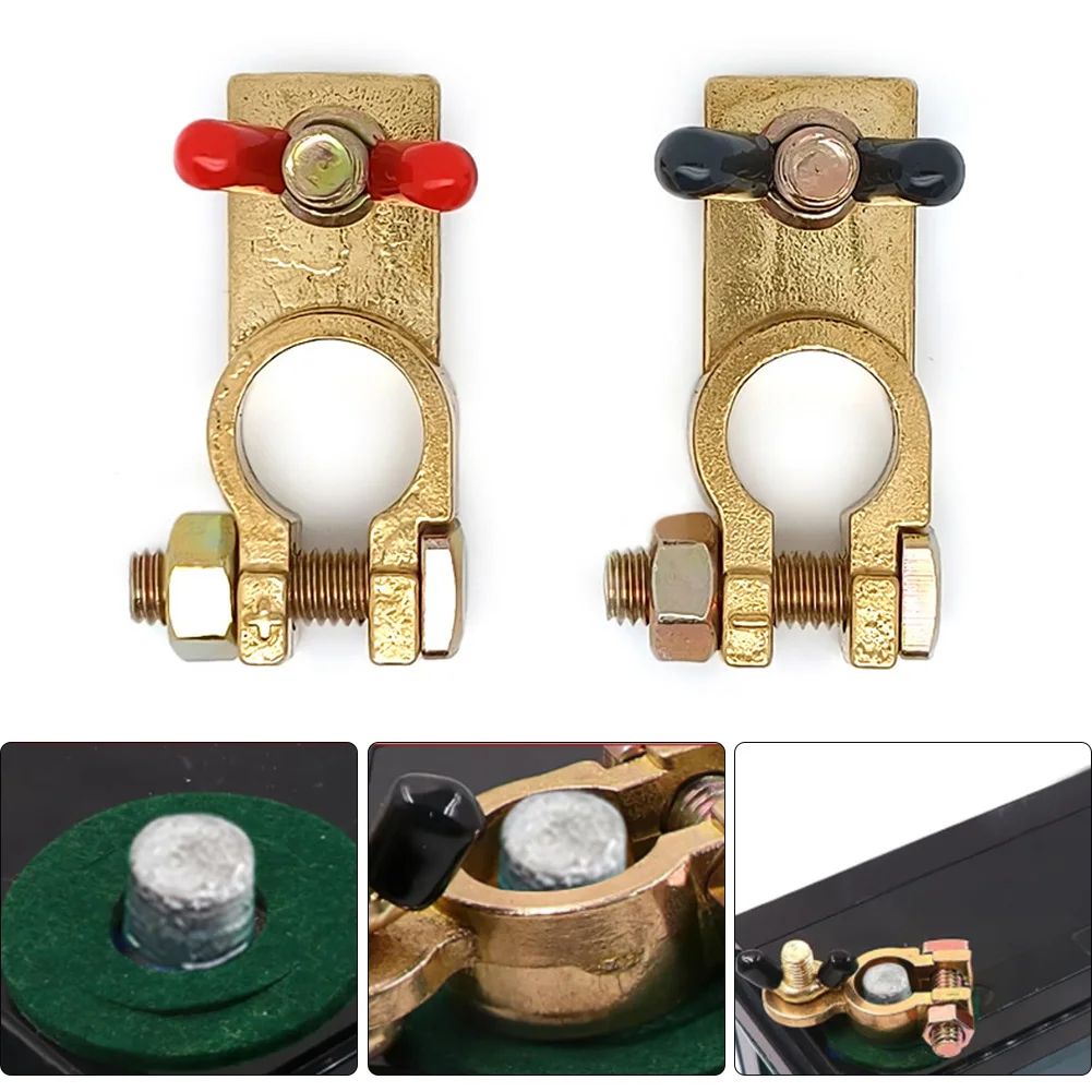 

2pcs Car Battery Wire Clamp Car Battery Butterfly Screw Pile Head Connector Battery Terminal Connectors Positive Terminal 12V