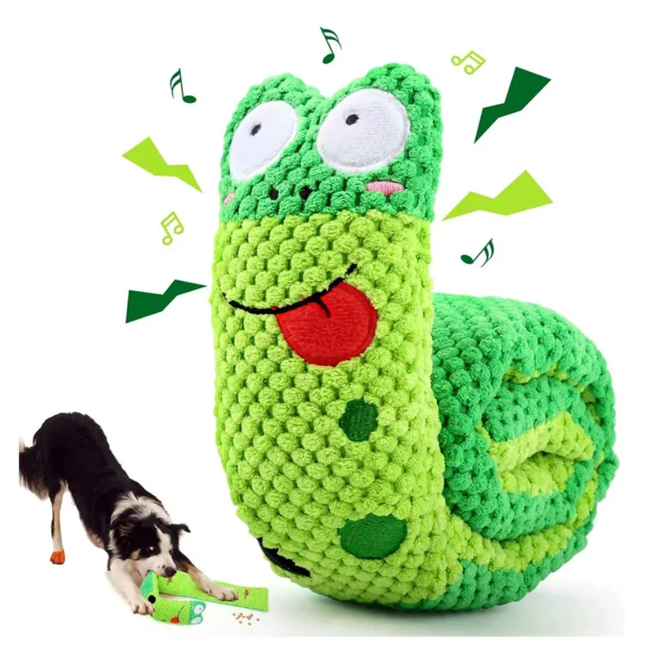 

Dog Puzzle Feeder Interactive Toy Indestructible Plush Sound Squeak Puppy Toys For Resistant Foldable Snail Dogs Pet Supplies
