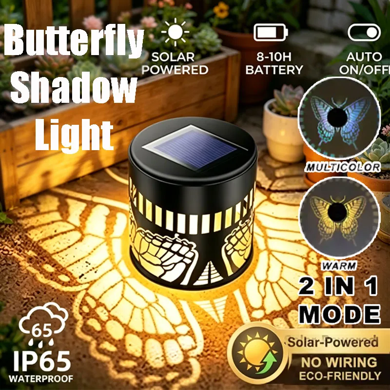 

Butterfly Shadow Solar Light Outdoor Waterproof LED Projector Lamp with Auto on Off for Garden Decoration