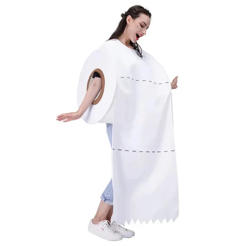 Cosplay Anime blanc rouleau papier toilette papier Costume pour adulte pourim Costume jeu de rôle tunique drôle combinaison hommes femmes robe 72ème