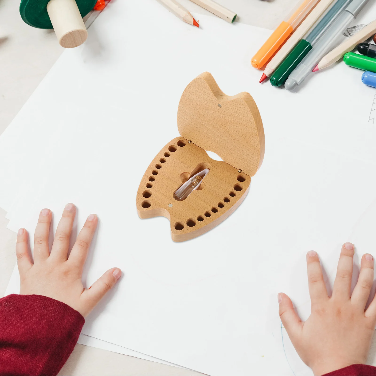 

Baby Tooth Wood Keepsake Container Unique Design for Kids Lost Teeth Storage Baby Tooth Container Keepsake Box