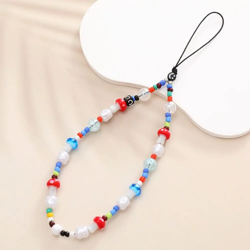 

Handmade Beaded Phone Lanyard Wrist Strap Beaded Pearl Phone Chain Colorful Anti Loss Sling Cellphone Charm Christmas Present