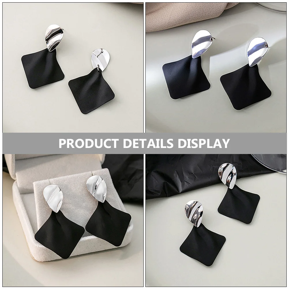 

1Pair Black Geometric Irregular Shape Earrings Exaggerated Drop Earrings for Women Fashion Jewelry Statement Red Jewelry