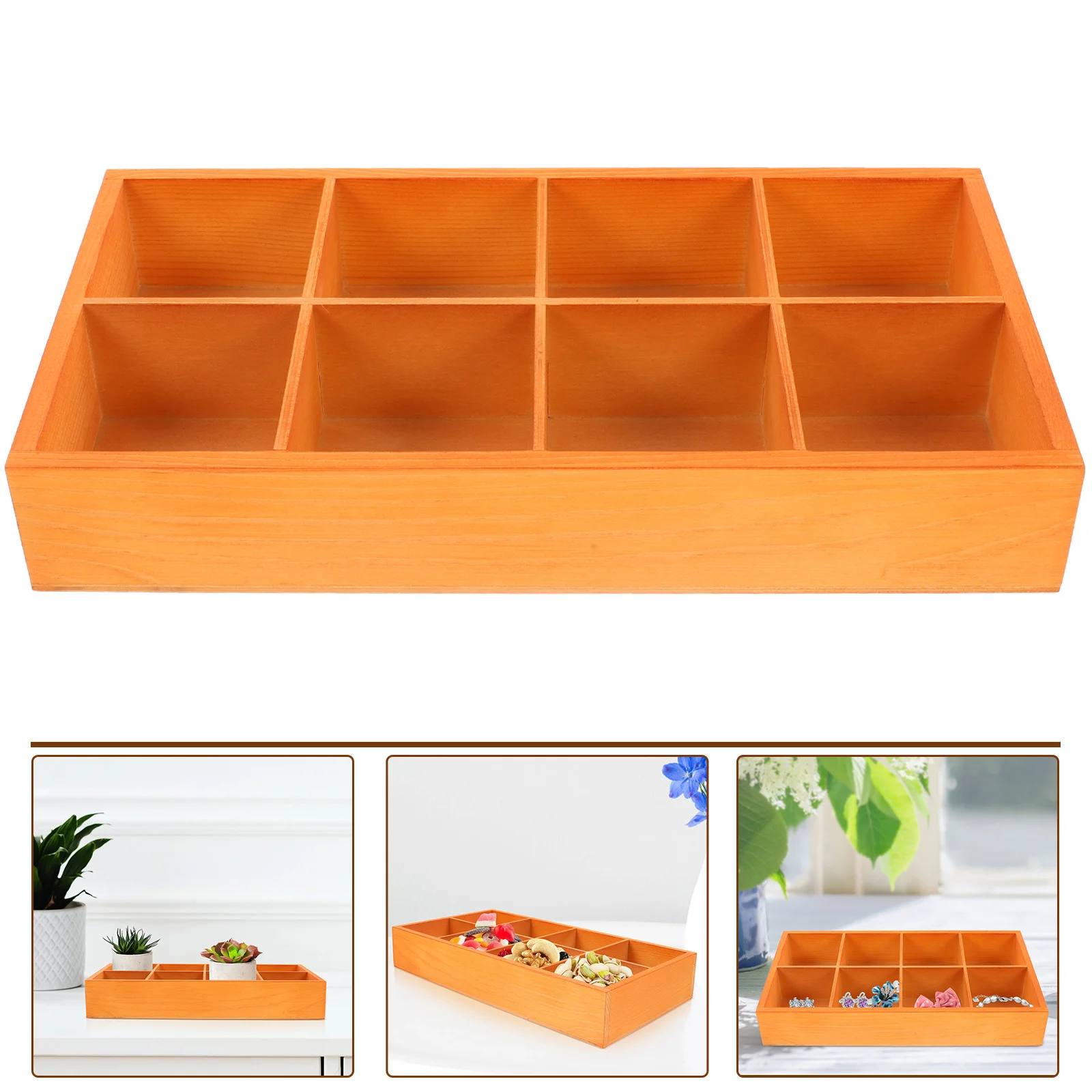 

Tea Bag Organizer Wooden Storage Box with Compartments for Tea Bags Coffee Sugar Small Objects Portable Kitchen Desk Organizer