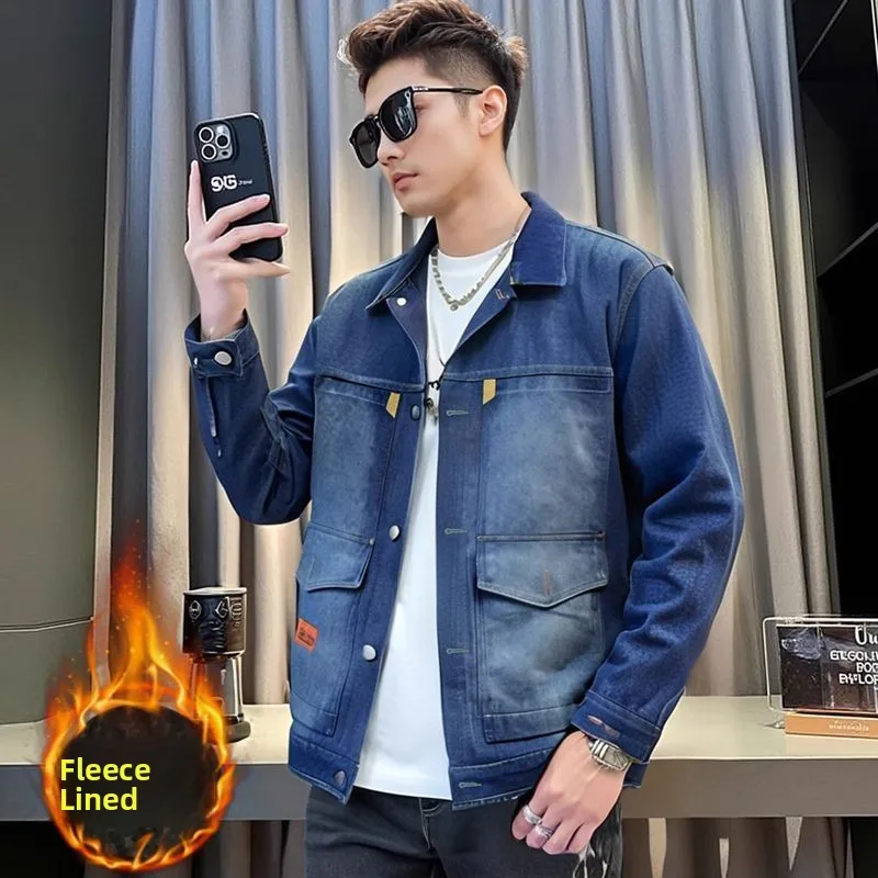 

Износостойкая джинсовая куртка для мужчин, рабочая одежда Youth Faion Long Sve, теплая верхняя одежда для строительной площадки W