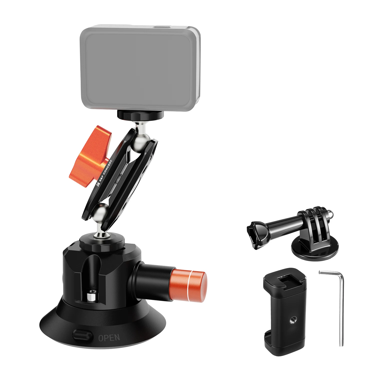 

K&F Concept 3" Suction Cup Mount with 360° Double Ball Head Magic Arm 1/4" Screw Thread Car Mount for DJI Insta360 Action Camera